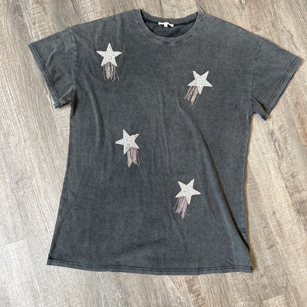 Fun black shining star tshirt dress